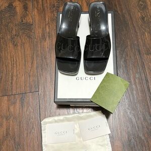 Authentic Gucci Rubber Slide Heel Sandals